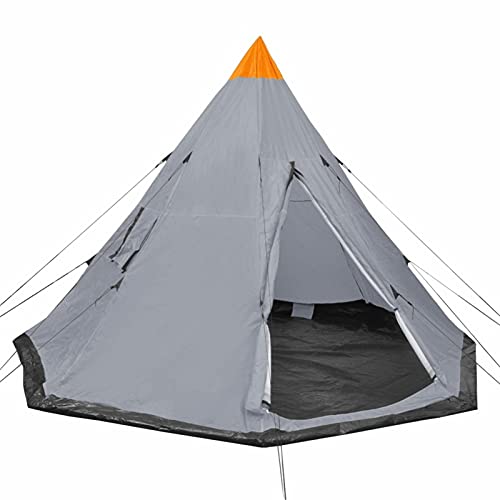 Tidyard 4-Personen-Zelt Pyramidenzelt mit Heringen und Spannseilen & 2 Fenster Campingzelt Freienzelt Außenzelt Tipi Zelt für Trekking, Camping Grau von Tidyard