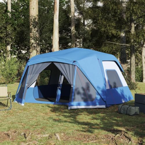 Tidyard Campingzelt 10 Personen Zelt Tunnelzelt Camping-Zelt Familienzelt Blau 443x437x229 cm von Tidyard