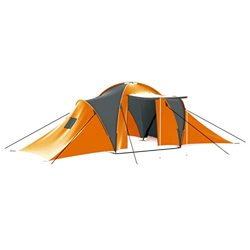 Tidyard Campingzelt 9 Personen Camping Zelte für Familie, Trekking, Outdoor, Festival, Stoff Grau und Orange von Tidyard