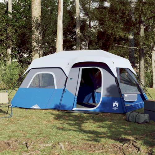 Tidyard Campingzelt mit LED Zelt Tunnelzelt Camping-Zelt Familienzelt Blau 441x288x217 cm von Tidyard