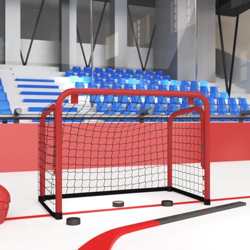 Tidyard Hockeytor mit Netz Rot & Schwarz 68x32x47 cm Stahl & Polyester von Tidyard