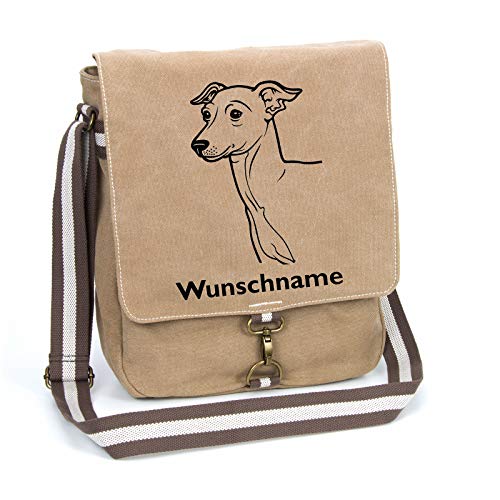 Italienisches Windspiel Italian Greyhound Schultertasche Umhängetasche Tasche mit Hundemotiv und Namen personalisiert von Tierisch-tolle Geschenke