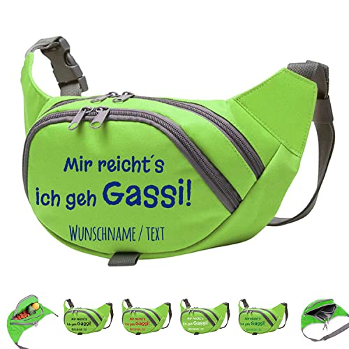 Mir reicht´s ich GEH Gassi Bauchtasche Leckerlietasche Gassitasche zum selbst gestalten mit Wunschname (Grün) von Tierisch-tolle Geschenke