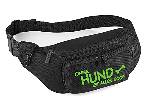 Ohne Hund ist Alles doof | Hundesport Bauchtasche Leckerlie-Tasche Hundetraining (Schwarz/Grün) von Tierisch-tolle Geschenke