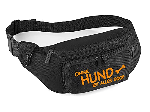 Ohne Hund ist Alles doof | Hundesport Bauchtasche Leckerlie-Tasche Hundetraining (Schwarz/Orange) von Tierisch-tolle Geschenke