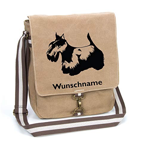 Scottish Terrier Schultertasche Umhängetasche Tasche mit Hundemotiv und Namen personalisiert von Tierisch-tolle Geschenke