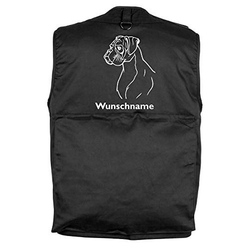 Tierisch-tolle Geschenke Deutscher Boxer - Hundesportweste Hundeführerweste mit Rückentasche und Namen XL (Motiv 2) von Tierisch-tolle Geschenke