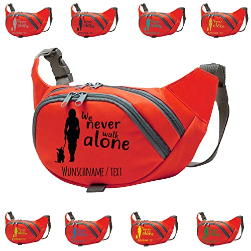 We Never Walk Alone Bauchtasche Leckerlietasche Gassitasche zum selbst gestalten mit Wunschname (Rot) von Tierisch-tolle Geschenke