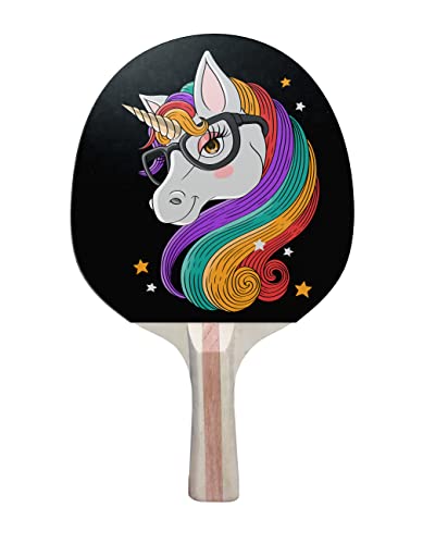 TigerTail Sports Tischtennisschläger mit niedlichem Einhorn-Design, 5-lagig, Rot auf der Rückseite TigerTail Sports Tischtennisschläger mit niedlichem Einhorn-Design, 5-lagig, Rot auf der Rückseite von TigerTail Sports