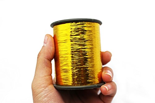 1 Spule, 8000 m, 12 Farben, Holografisches Lametta, Flashabou, Flaches Mylar-Lametta, funkelnd, Materialienbreite: 0,03 cm, gold von Tigofly