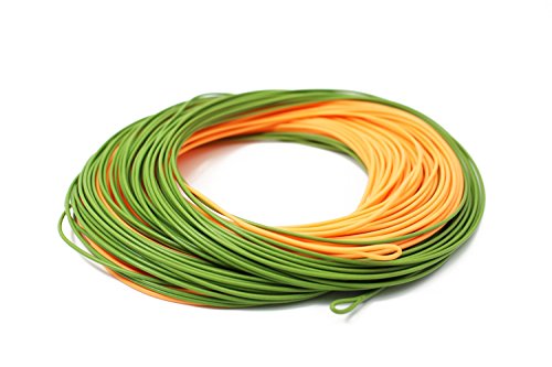 Schwimmende Fliegenschnur, 30,5 m, WF-5F/6F/7F/8F, zweifarbig, mit 2 verschweißten Schlaufen, Light Green&Orange, 8.0 von Tigofly