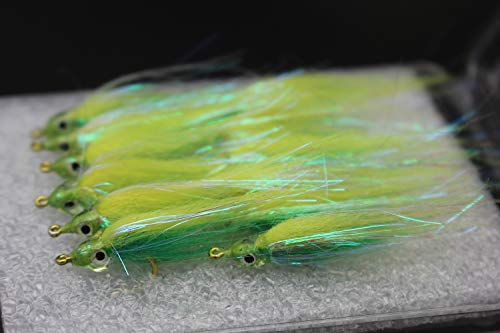 Tigofly 12 Stück 6 Farben Glänzende Polar Fry langsam sinkende Lachs Forelle Steelhead Elritze Fliegenfischen Fliegen Köder Fliegen-Set Größe #8 (grün) von Tigofly