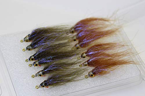 Tigofly 12 Stück braune Oliven UV Polar Fry langsam sinkende Lachs Forelle Steelhead Elritze Fliegenfischen Fliegenköder Fliegenset Größe #8 (sortiert) von Tigofly