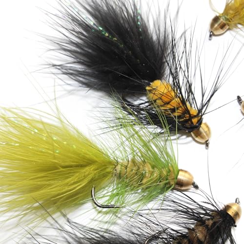 Tigofly 12 Stück Messing-Kegelkopf Woolly Bugger Streamer Fliegenfischen Fliegenköder Köder für Lachs Forelle Größe #2 Tigofly 12 Stück Messing-Kegelkopf Woolly Bugger Streamer Fliegenfischen Fliegenköder Köder für Lachs Forelle Größe #2 von Tigofly