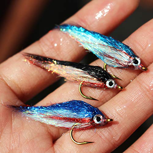 Tigofly 12 Stück Wounded Minnow Fly Ice Dub UV Polar Fry langsam sinkende Lachs Forelle Steelhead Fliegenfischen Fliegenköder Set, Größe 8 Tigofly 12 Stück Wounded Minnow Fly Ice Dub UV Polar Fry langsam sinkende Lachs Forelle Steelhead Fliegenfischen Fliegenköder Set, Größe 8 von Tigofly