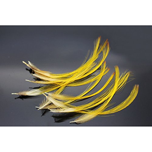 Tigofly 50 Stück/Charge 3 Größen gemischte natürliche goldene Farbe Fasan-Wappen Feder Fliegenbinden Materialien von Tigofly