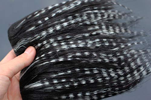 Tigofly Furabou-Bastelfell, 20 x 10 cm, schwarz, weiß, weiche synthetische Faser, Luftschlangen, Schwanz, Flügel, Fliegenfischen, Bindematerialien, 2 Stück von Tigofly
