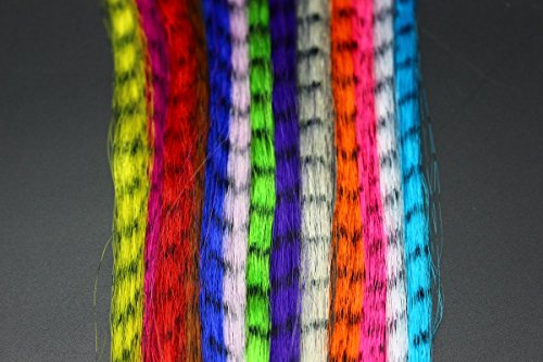Tigofly synthetische Bindefasern für Fliegenfischen, Zebrastreifen-Design, gestreifte Kunsthaarfasern, Schwarz gestreift, 12 Packungen/12 Farben Tigofly synthetische Bindefasern für Fliegenfischen, Zebrastreifen-Design, gestreifte Kunsthaarfasern, Schwarz gestreift, 12 Packungen/12 Farben von Tigofly