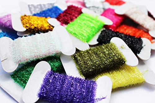 24 Karten, 10 m/Karte, zum Fliegenfischen, Lametta, Chenille, Kristallschnur, Nymphe, Luftschlangen, Köder, Herstellung von Fliegenbinden, Materialien 24 Karten, 10 m/Karte, zum Fliegenfischen, Lametta, Chenille, Kristallschnur, Nymphe, Luftschlangen, Köder, Herstellung von Fliegenbinden, Materialien von Tigofly
