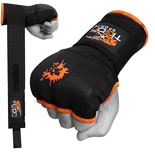 TIGON Boxen Gelboxhandschuhe, Handbandagen, Boxhandschuhe, Baumwolle Verbände Paar Boxbandagen MMA Boxsack (schwarz)., schwarz von Tigon Sports