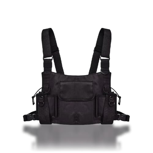 Tiiyee Walkie Talkie Brusttasche, Polizei Weste Funk Schulterholster Brustgurt Halter Weste Brust Rig Tasche Radio Harness Taschen Pack Two Way Tragetasche Zubehörhalter Für Polizei Produktionswerksta von Tiiyee