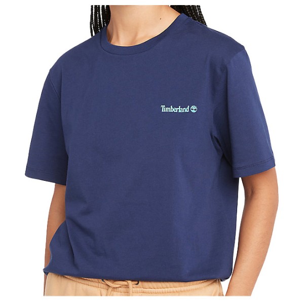 Timberland - Small Linear Logo Print Tee - T-Shirt Gr L blau von Timberland