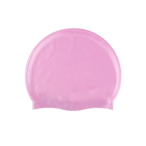 Silikon-Badekappen, für Herren und Damen, bedruckt, hochelastisch, Ohrenschutz, Sport, langes Haar, Turban, wasserdicht, Rosa von Timcryxient