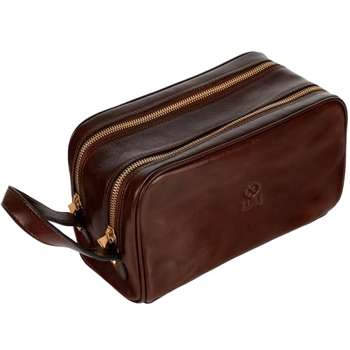 Kulturbeutel Leder Herren - Kosmetikbeutel - Waschtasche für Männer - 100% Echtleder - Hochwertige Kosmetiktasche Mann - Time Resistance Braun Kulturbeutel Leder Herren - Kosmetikbeutel - Waschtasche für Männer - 100% Echtleder - Hochwertige Kosmetiktasche Mann - Time Resistance Braun von Time Resistance
