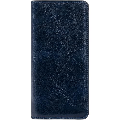 Time Resistance Blau Leder Anzug Geldbörse – Vollnarbenleder Geldbeutel hergestellt in Italien – Schlankes Portemonnaie – 100% Leder Brusttasche – Hohes Billfold-Kartenetui – Slim Suit Wallet von Time Resistance