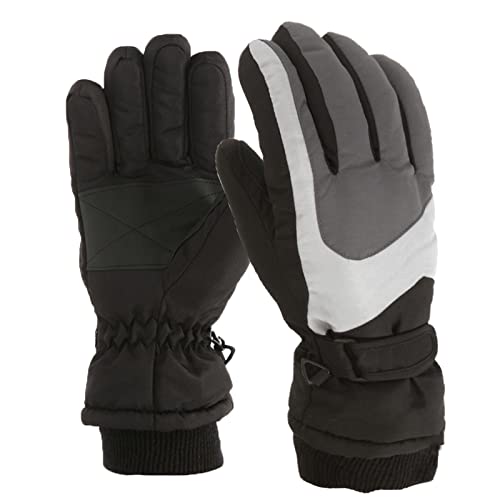 Jungen Mädchen Winter Skihandschuhe Wasserdichte Winddichte Winterhandschuhe Kinder Fingerhandschuhe Warme Schneehandschuhe Ski Handschuhe für 6-16 Jahre für Skifahren im Outdoor (Grau, M) von TinaDeer