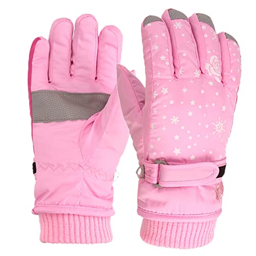 TinaDeer Kinder Mädchen Jungen Skihandschuhe Wasserdicht Winter Handschuhe Winddichte Warme Fingerhandschuhe Fausthandschuhe Schneehandschuhe für 4-9 Jahre für Skifahren Outdoor (Rosa, 4-9 Jahre) von TinaDeer