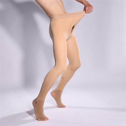 Tingyilan Männer Dicke Warme Winter Fleece Gefütterte Stretch Leggings, Hohe Taille Bauchkontrolle Atmungsaktive Bequeme Unterwäsche,Flesh,200g Average Size von Tingyilan