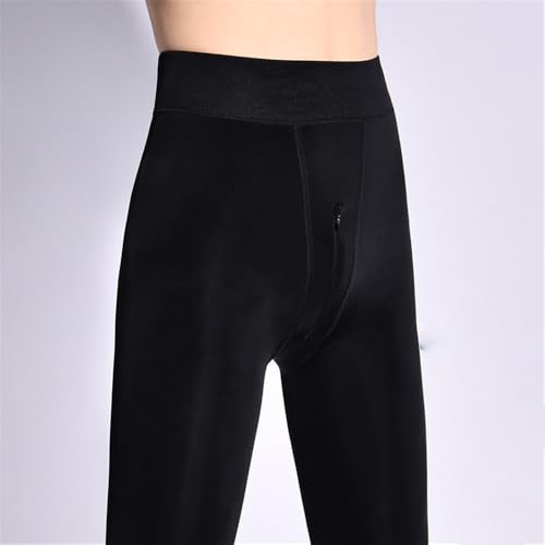 Tingyilan Männer Dicke Warme Winter Fleece Gefütterte Stretch Leggings, Hohe Taille Bauchkontrolle Atmungsaktive Bequeme Unterwäsche,Schwarz,100g Average Size von Tingyilan