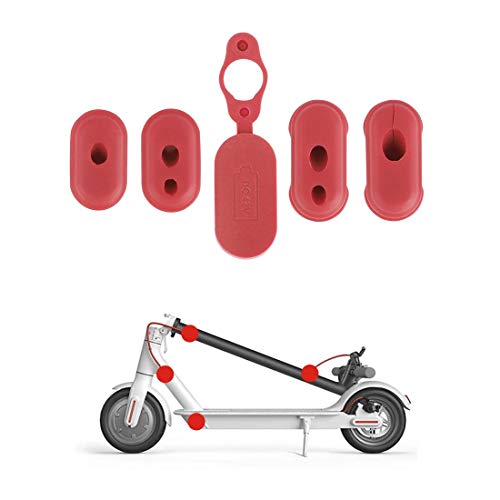 Yungeln 5 Stücke Scooter Ersatzteil Ladestecker und 4X Staubschutz Deckel kompatibel für Xiaomi 1S / M365 / Pro Elektro Scooter -rot von Yungeln