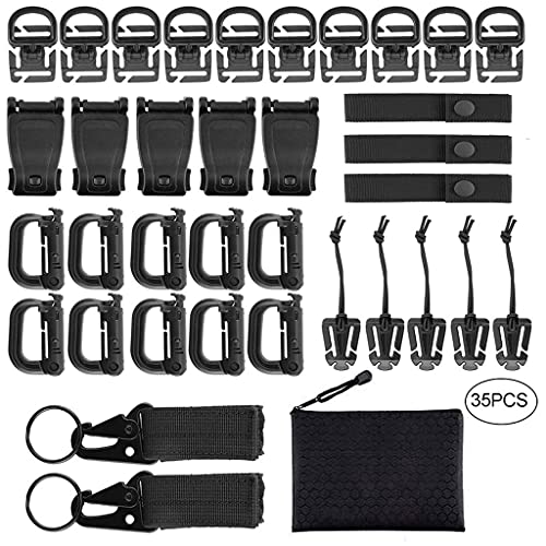 35 Stück Aufsätze für Zubehör Kit für Gurtband taktische Gurtbandbefestigungen schwarz von TintTower