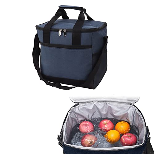 15L Isolierte Kühltasche, Zusammenklappbare große Kühlboxen, Wiederverwendbare Einkaufstasche, Lebensmittel-Liefertasche, tragbare Reisekühler für Camping, Reisen, Picknick (Marineblau) von Tissting