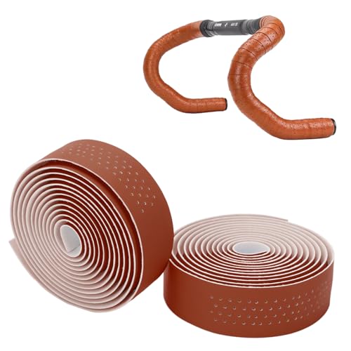 Tissting 2 Stück Fahrrad Lenkerband 200 x 3 cm 3mm Dicke PU Leder Eva Selbstklebende Lenker Band mit Abklebeband und Lenkerstopfen, rutschfest Griffband für Mountainbike Rennrad, Braun Tissting 2 Stück Fahrrad Lenkerband 200 x 3 cm 3mm Dicke PU Leder Eva Selbstklebende Lenker Band mit Abklebeband und Lenkerstopfen, rutschfest Griffband für Mountainbike Rennrad, Braun von Tissting