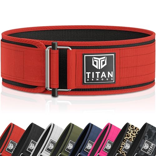 Titan Armour® Hochwertiger selbstsichernder Gewichthebergürtel | Gewichthebergürtel inkl. | Fitnessgürtel für Crossfit, Powerlifting, Kreuzheben, olympisches Heben und Kniebeugen | Herren und Damen | von Titan Armour