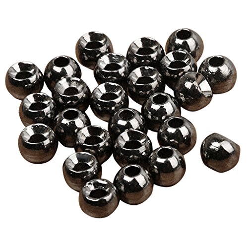 Tiuimk 25 Stück schwarze Wolfram-Perlen zum Fliegenbinden, Nymphenkopf, Kugelperlen, 4,6 mm von Tiuimk