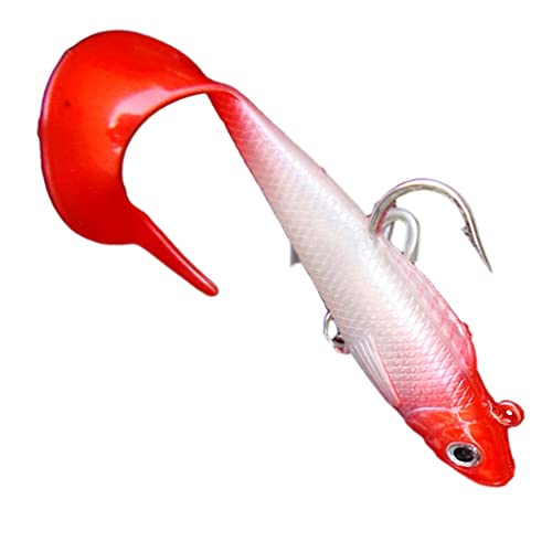 Tiuimk Fischköder, 18 g, 9,5 cm, weicher Kunststoff, Angelköder, Jigkopf-Haken, Rot / Weiß, 3D-Augen Tiuimk Fischköder, 18 g, 9,5 cm, weicher Kunststoff, Angelköder, Jigkopf-Haken, Rot / Weiß, 3D-Augen von Tiuimk