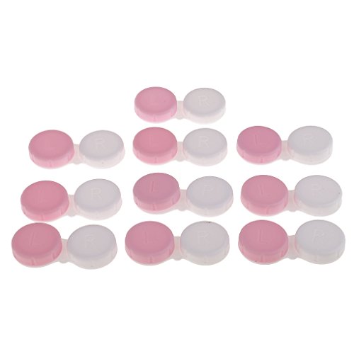 Tiuimk Kontaktlinsen-Etui Doppel-Aufbewahrungsbehälter zum Einweichen der Okularpflege, 10 Stück (rosa) von Tiuimk