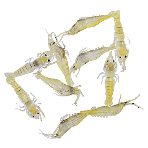Tiuimk Künstliche Garnelen-Köder zum Angeln, leuchtet im Dunkeln, geeignet für Barsch, Schlangenkopf und mehr, Gelb, Kunststoff, 4 cm, 10 Stück Tiuimk Künstliche Garnelen-Köder zum Angeln, leuchtet im Dunkeln, geeignet für Barsch, Schlangenkopf und mehr, Gelb, Kunststoff, 4 cm, 10 Stück von Tiuimk
