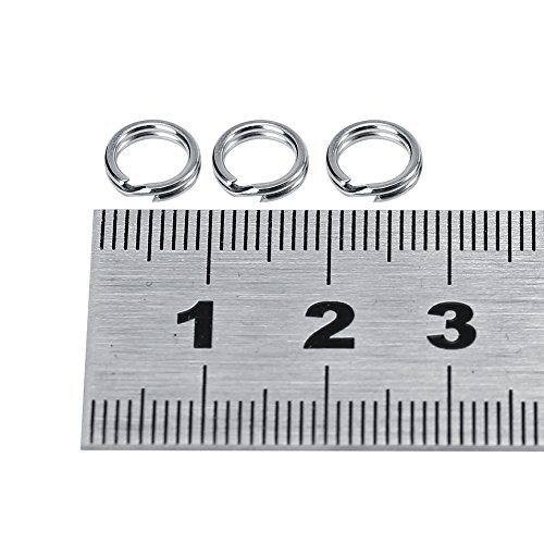 Tixiyu 50 Stück/100 Stück 7 Größen Edelstahl Angelgerät Köder Doppelkreis-Split-Ring-Stecker (8# 1 Packung mit 100 Stück verkauft) von Tixiyu