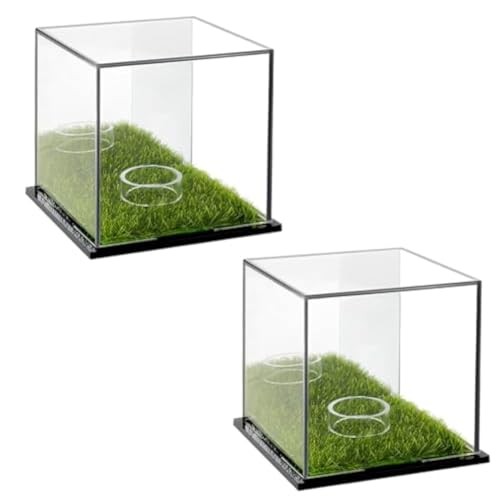 Tixqeaif Golf-Ausstellungsbox, Acryl-Golfständer, Transparente Präsentationsbox, Quadratische Präsentationsbox mit Grüner Basis von Tixqeaif