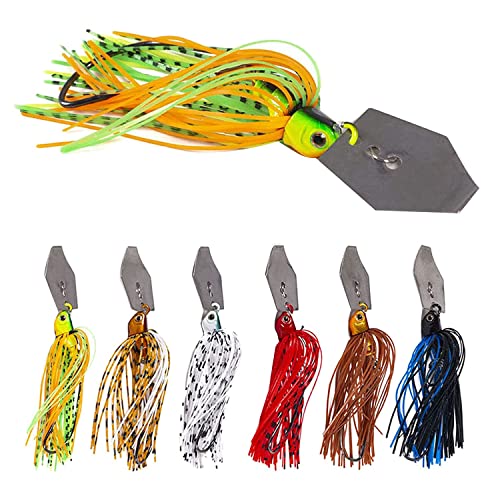 Tlily 6 StüCk AngelköDer, KöDer Spinner Swim Flipping Bladed Jigs, Chatter FischköDer für Lachs, Forelle, SchaukelanhäNger von Tlily