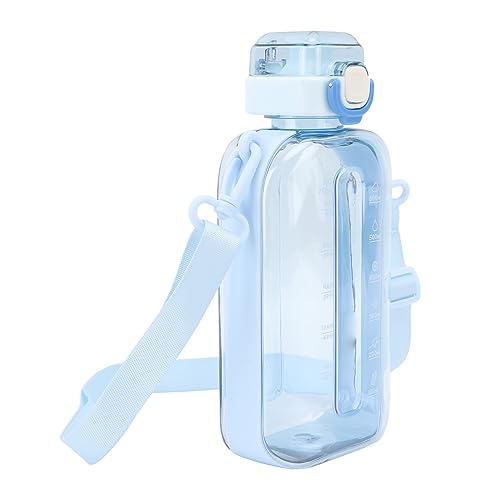 Tnfeeon 750 Ml Wasserflasche, Motivierender Wasserkocher, Schönes Aussehen, Silikon-Trinkhalm Zum Laufen (Blau) von Tnfeeon