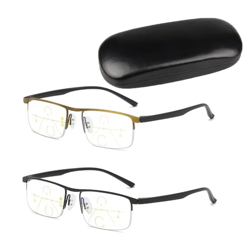 ToatlHeal Grishay Intellireaders, Outfany Intellireaders, Titanium Progressive Far and Near Dual-Use Reading Glasses (Black+Gold,+1.50) von ToatlHeal