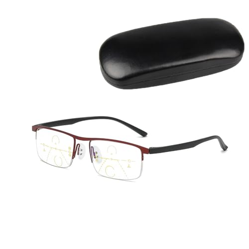 ToatlHeal Grishay Intellireaders, Outfany Intellireaders, Titanium Progressive Far and Near Dual-Use Reading Glasses (Red,+4.00) von ToatlHeal