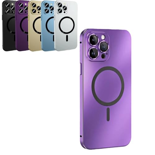 ToatlHeal Magnetic Metal Snap-On for iPhone Case Style Meets Security, Geupday Magnetic Phone Case 12/13/14/15 Plus Pro Max, Slim Scratch Resistant Matte Shockproof (Purple,for iPhone 14Plus) von ToatlHeal