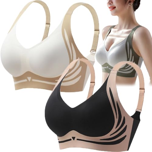 ToatlHeal Super Gather Bra Wireless Push-Up Bra, Currentlye Brassier, Currentlye Brassier Pro Push Up Bra, Anti-Sagging (Black+Yellow,Medium) von ToatlHeal